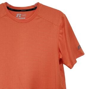 Russell Dri-Power 360 Orange Stripe Training Fit Short Sleeve Tee Small